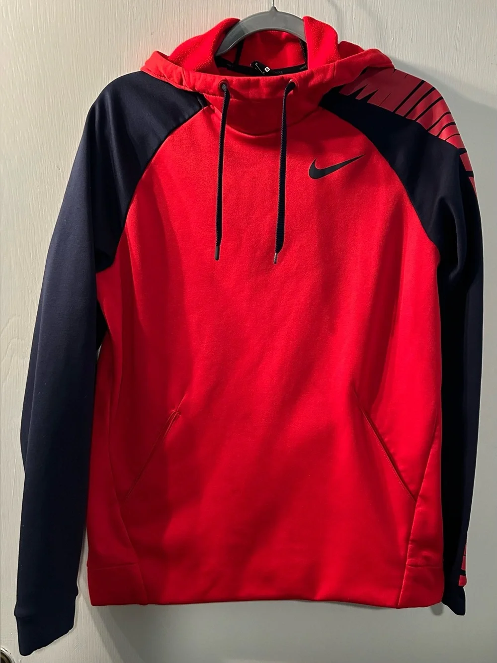 Nike Red and Navy Blue Performance Pullover Hoodie Size M